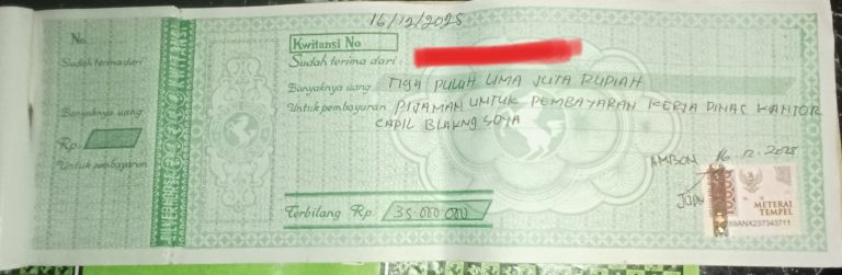 Kuntasi pinjaman uang proyek dukcapil kota Ambon